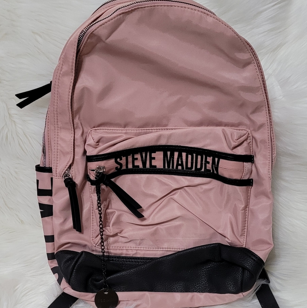 Steve Madden Bookbag Black and Blush Pink